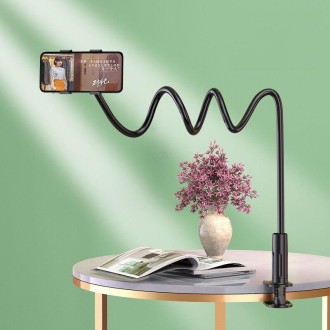 Flexible screw-clamp phone holder with 360° adjustment,...