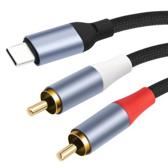 Audio dekodera kabelis, 24 bitu, USB Type-C uz 2× RCA...