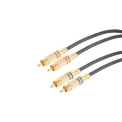 RCA audiokaabel 2xRCA–2xRCA kullatud kontaktidega must 1.5 m
