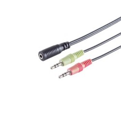 Peakomplekti Y-adapter 3,5 mm TRRS pesa kuni 2× 3,5 mm CTIA