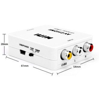 Mini CVBS/L+R garso į HDMI keitiklis / Jungtis
