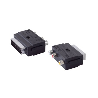 SCART adapteris ar 3 RCA ligzdām, IN/OUT slēdzis