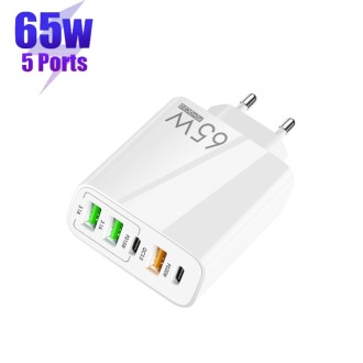 65 W kahe USB-C PD + 3× USB mitme pordiga laadija...
