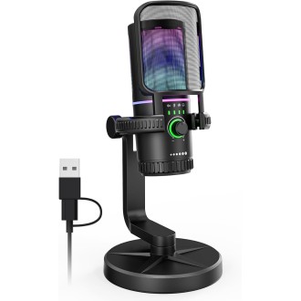 PC mikrofons spēlēm un straumēšanai, USB-C, 3,5 mm,...