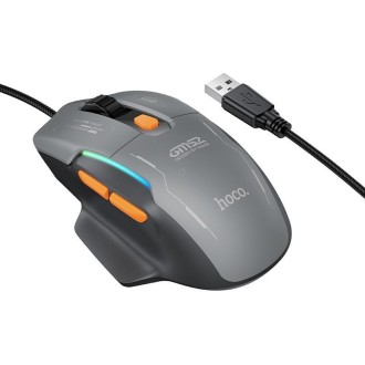 Vadu spēļu pele HOCO GM52 Reddy RGB 12800 DPI (melna/pelēka)