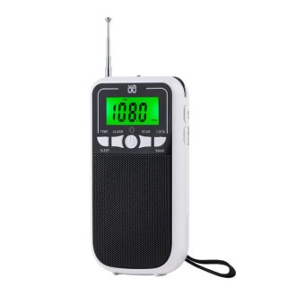 Portable FM/AM/SW MP3 radio with digital display, white