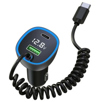 Automobilinis įkroviklis GE05 su ištraukiamu USB-C laidu,...